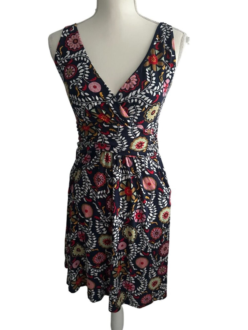 BODEN Multicolor Floral V Neck Dress Size US 4P